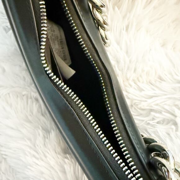 ZARA | Half Moon Chunky Chain Strap Shoulder Bag Black Purse Smooth Leather - Picture 2 of 9